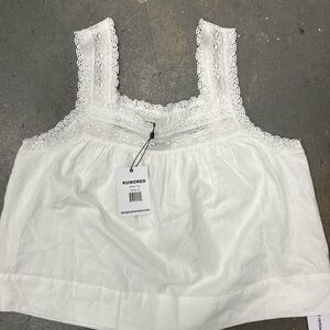 Rumored Ivory Lace Detail Top